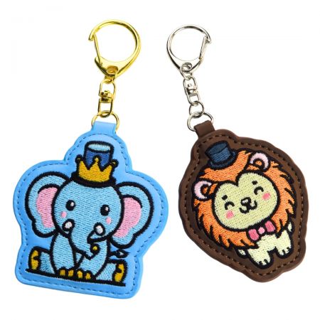 Embroidery Logo Leather Keychain - Personalize embroidery keychains with custom designs and colors.