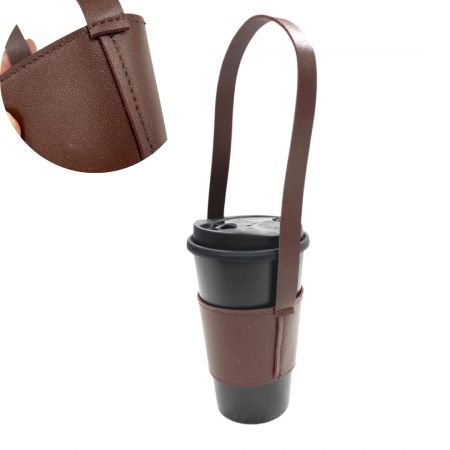 Custom leather coffee cup sleeve.