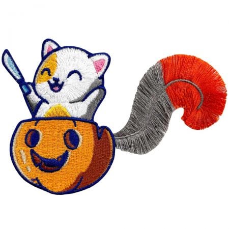 Laat je creativiteit de vrije loop met onze Halloween kat borduurwerk kwast patches.
