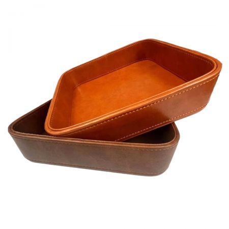 Leather catchall for home décor.