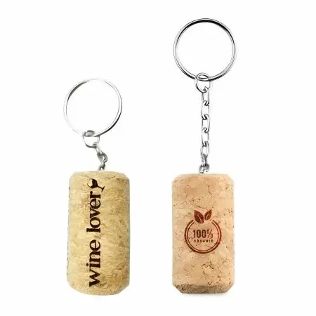 Porte-clés en liège personnalisé pour vin - Bouchon de bouteille en liège.
