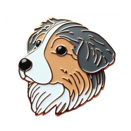 Pins de esmalte de cão como lembrança.