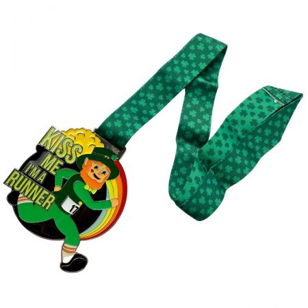 Custom St Patrick's medals are made of soft enamel brass with glitter.