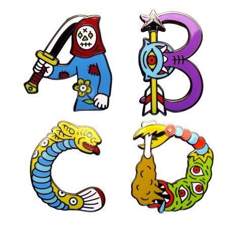 Conjunto de alfinetes de esmalte do alfabeto - Pins de esmalte personalizados.