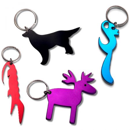 Aluminum Bottle Opener Keychain - Custom shape aluminum beer bottle opener.