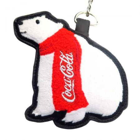 Custom coke cola embroidery keychain.