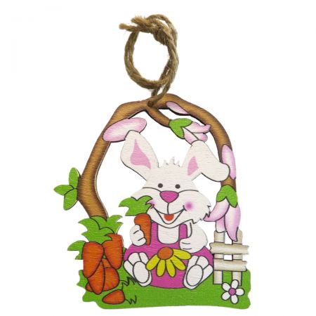 Easter bunny wooden pendant.