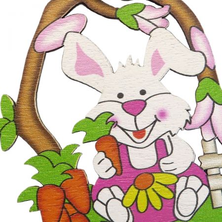 Påskkanin i trä väggdekorationer.