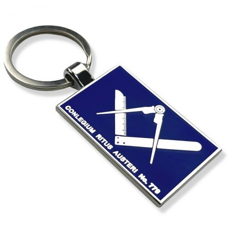 Custom Masonic Keychain - The imitation hard enamel keychain is a non-textured and smooth surface.