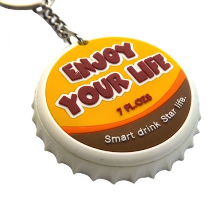 Personalized logo on beer cap keychain.