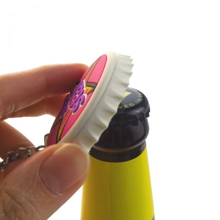 The bottle cap opener keychain is a great and inexpensive advertising tool.