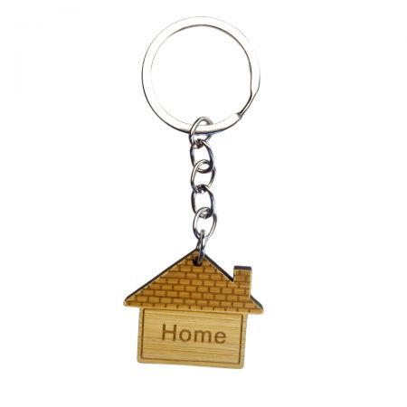 House-Shaped Wood Keychain - Explore the charm of house-shaped wood keychains.