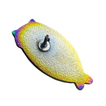 The rainbow metal pin with rainbow effect anodized metal.