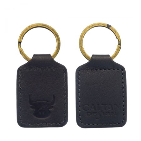 Customized leather rectangle keychain.