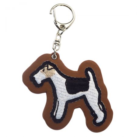 Leather Keychain with Embroidered Appliques - Custom leather keychain with embroidered appliques.