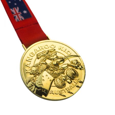 Personaliseer gouden medailles met jouw unieke kunstwerk en tekst.