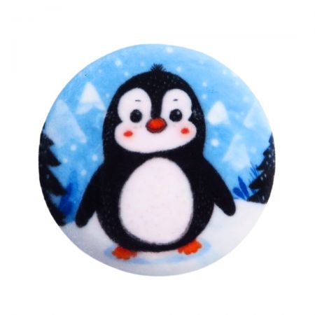 Personalize plush button pins with custom heat transfer prints and foam padding.