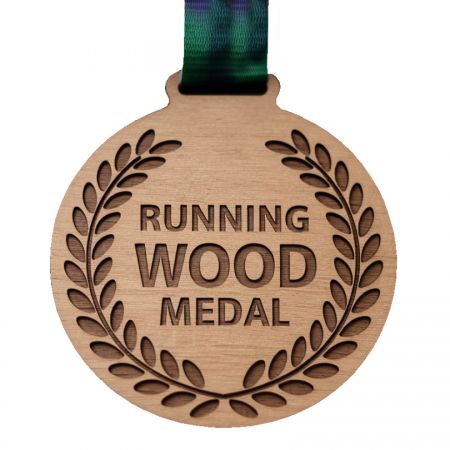 Laser cut wooden medals.