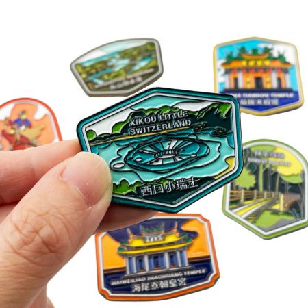 UV Printed Logo Lapel Pins - UV printed pins with a soft enamel effect.