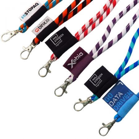 Las cintas redondas trenzadas personalizadas son populares para eventos, conferencias e identificación del personal.