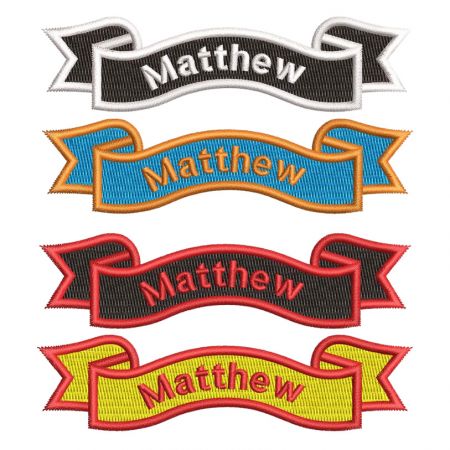 Personalisierte gestickte Namensetiketten.