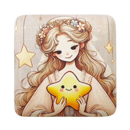 Egendefinerte pin-back knapper - Lær pinback-knapp med UV-trykt design.