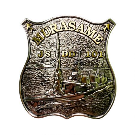 Military Emblem with Wooden Plaque - Custom military emblem.