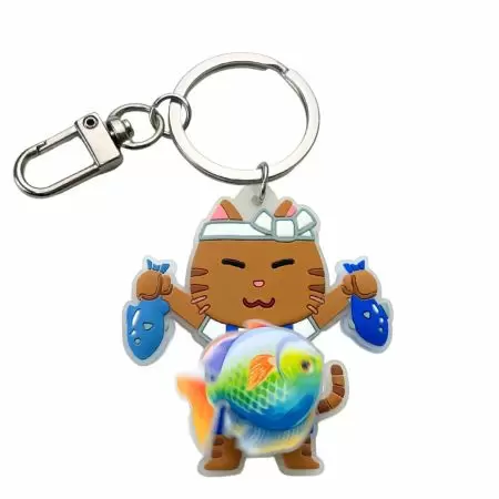 Custom Rubber Keychains with PVC Spinning Rotating Keyring Design - Catch attention with a custom rubber spinning keychain.
