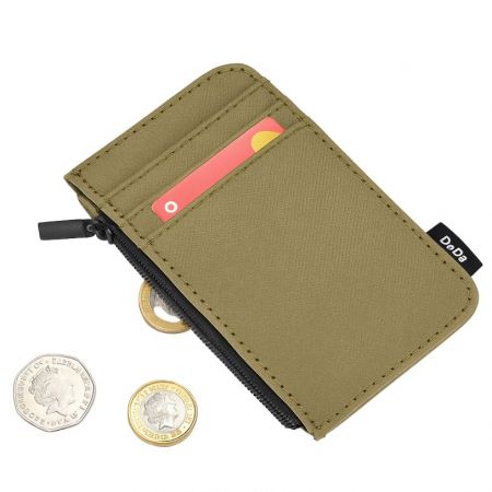 designer card holder with zipper.