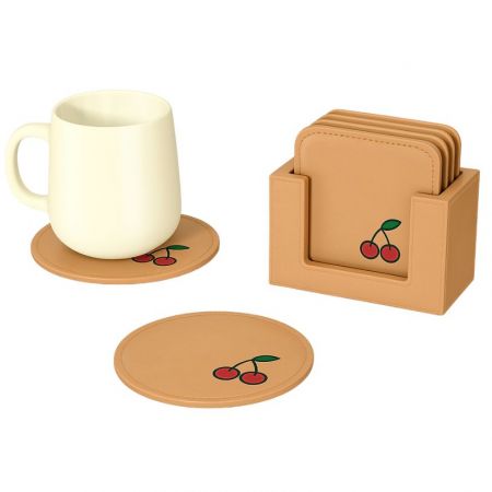 कस्टम चमड़े का कोस्टर सेट।