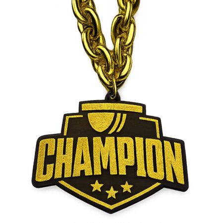 Custom large foam fan chain necklace with glitter.