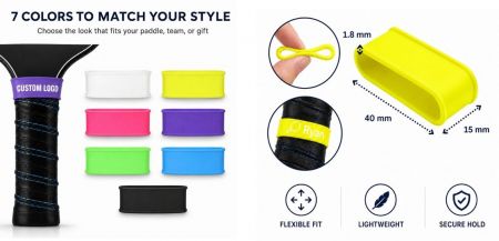 7 Cores de Estoque para Faixas Personalizadas de Paddles de Pickleball