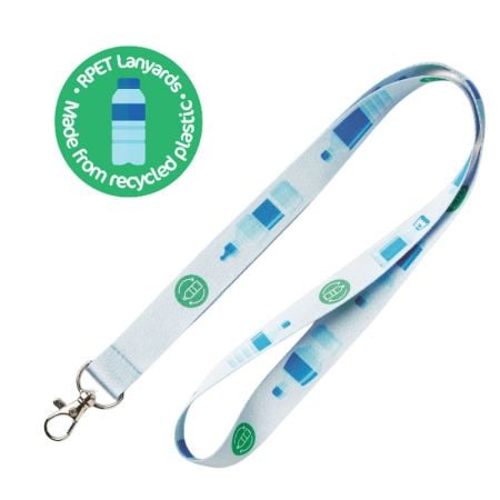 Lanyard personalizzato in PET riciclato ecologico - Lanyard Eco rPET con anello