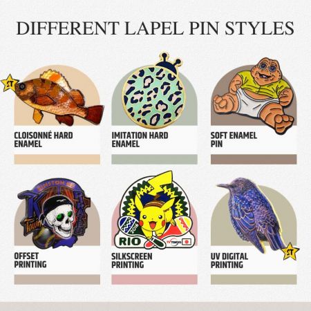 Varieties of lapel pin styles.