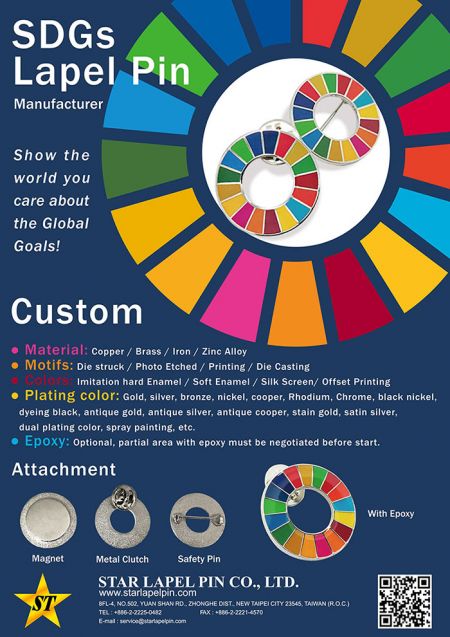 Значки SDGs на пуговице.