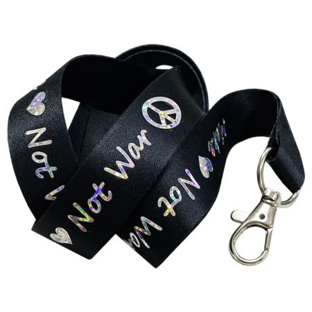 Custom our lanyard with laser logo foil stamping will stand out.