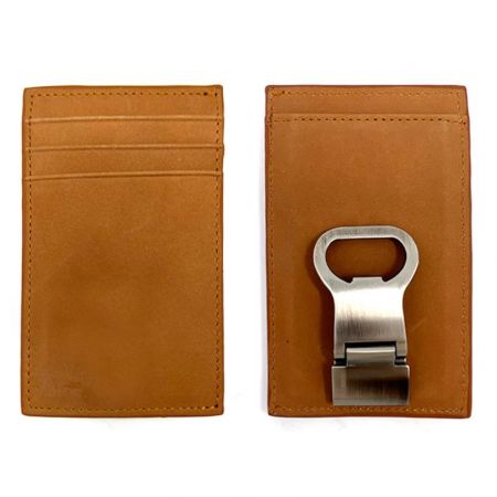 Mens Card Holder Wallet with Bottle Opener - multi-functional leather card holder.