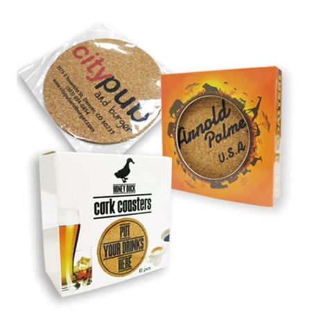 Makes custom cork coasters for good housewarming gifts.