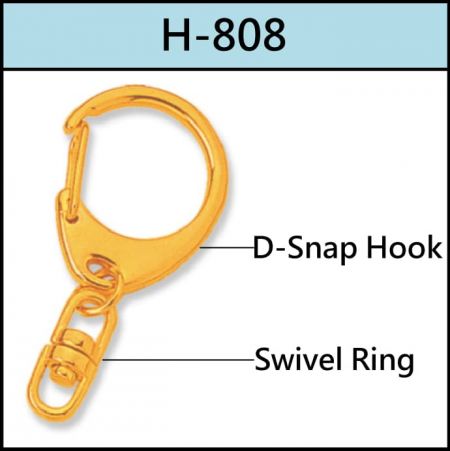 Acessórios de chaveiro D-Snap Hook com anel giratório