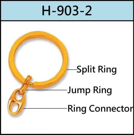 Chaveiro com anel dividido, acessório de argola e conector de anel