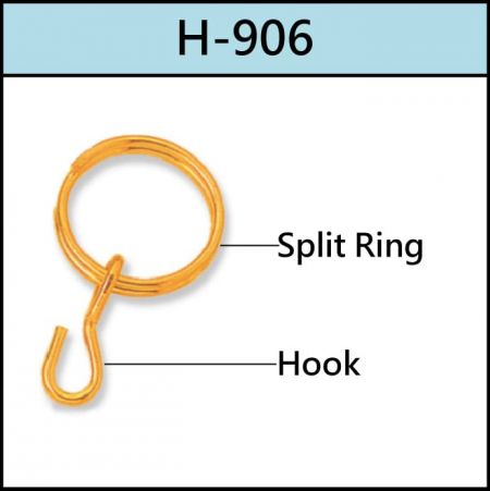 Porte-clés anneau fendu avec crochet d'attache