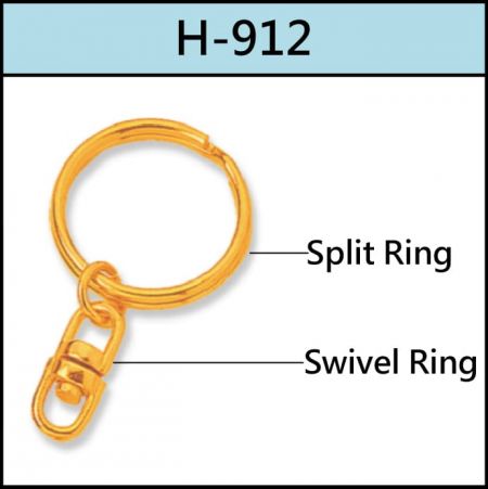 Split Ring with Swivel Ring keychain attachment