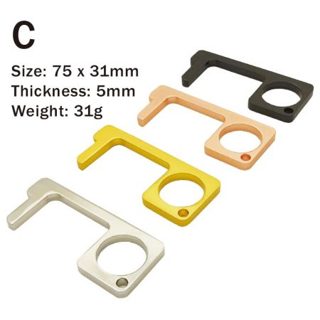 Each non-contact door opener keychain with 4 standard finishing available.