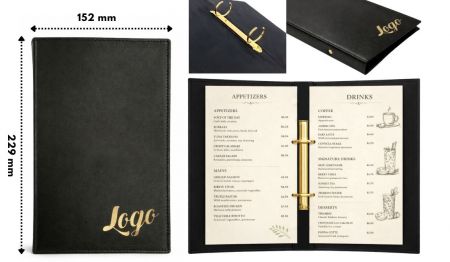 Обложка для меню с механизмом кольцевого переплета