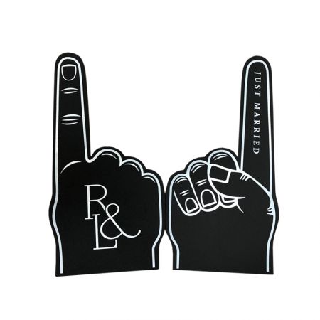 Custom foam fingers can be worn by any hand size.