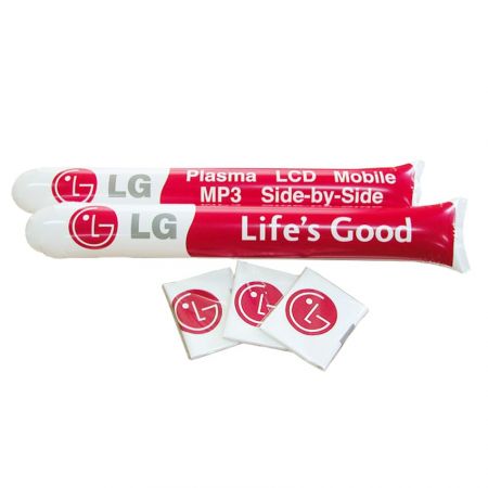 Customized inflatable cheering sticks by silk-screen or offset printing.