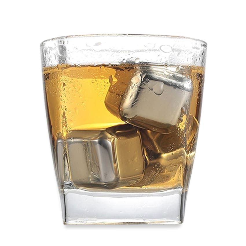 Cubos de hielo de acero inoxidable para bebidas, cubitos de hielo de metal  reutilizables, piedras de hielo sin BPA, para whisky con pinzas de hielo y