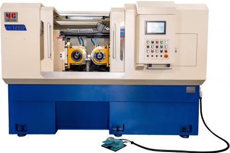 Heavy-duty thread rolling machine capable of exerting up to 120 tons of rolling pressure. - Yieh Chen most powerful model YC-1200.  Best solution for tougher and heat-treated material.