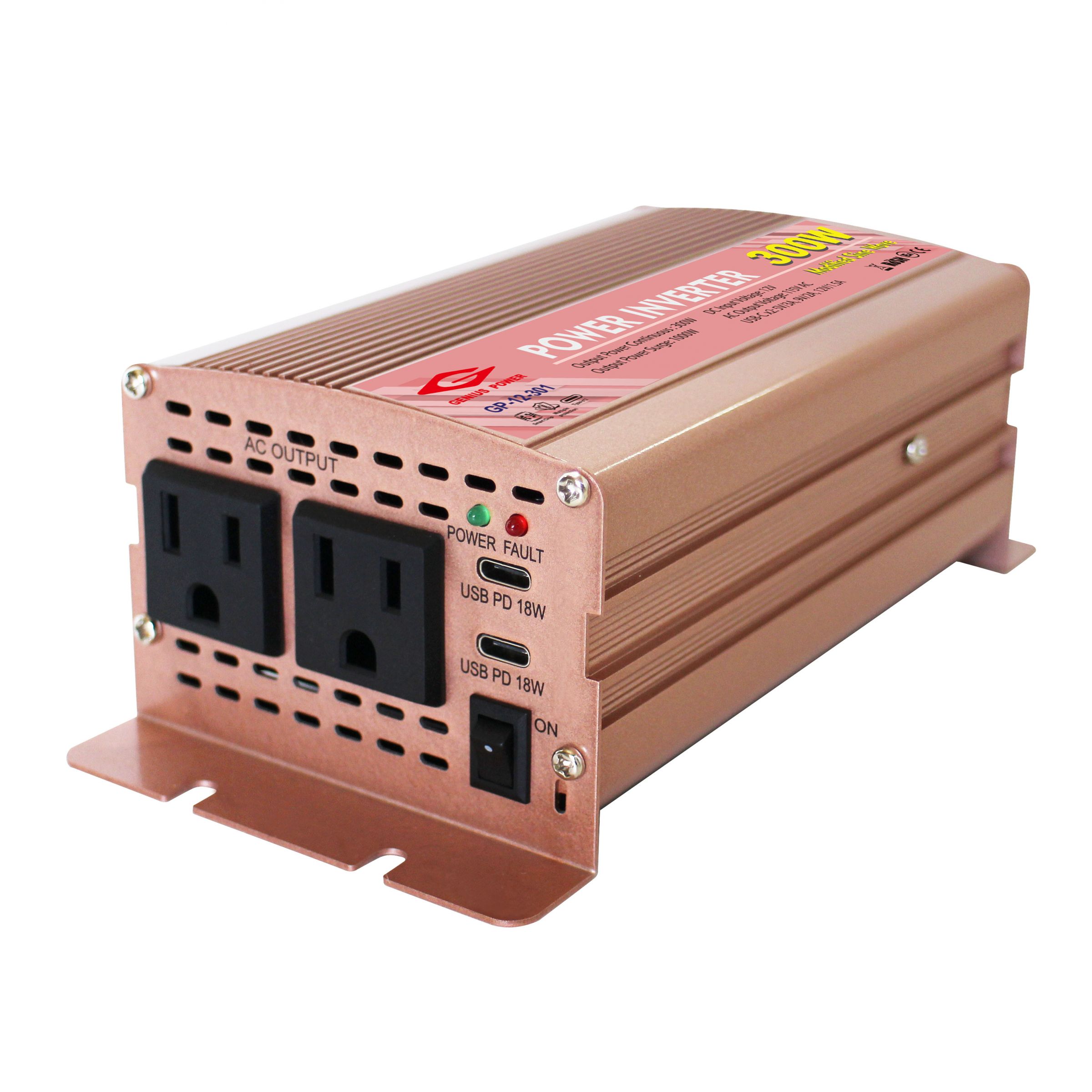 300W 12V 24V Power Inverter with dual USB-C, High-capacity DC to AC power  inverter suppliers