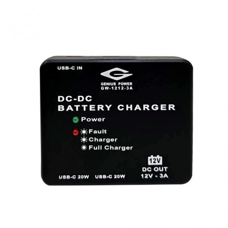Carregador de bateria DC-DC 3A - Carregador de carro multifuncional com suporte USB-C